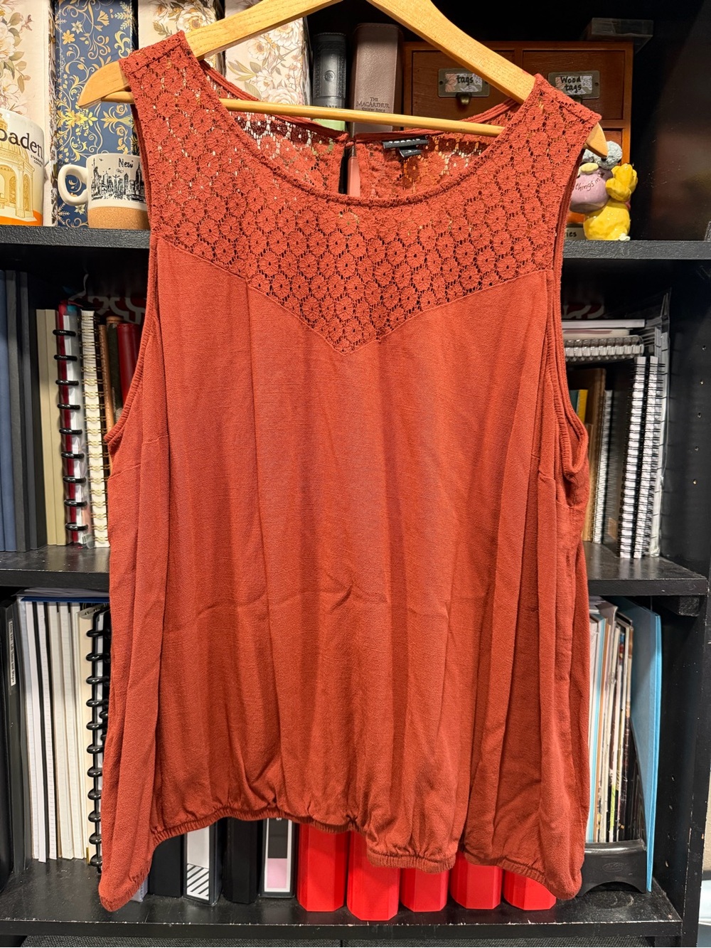 torrid Rust Lace Yoke Sleeveless Tank